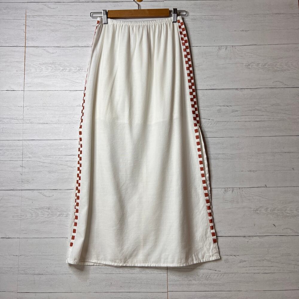 Billabong Skirt Womens SZ Small Secret Cove Midi in Salt Crystal Checkered Sides